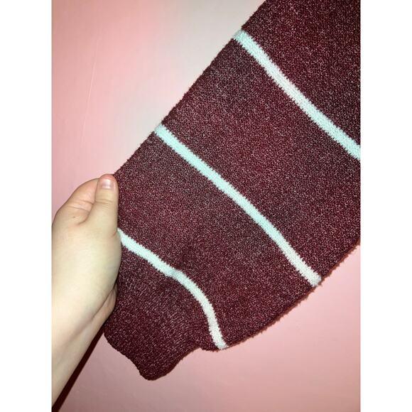 SO burgundy and white striped oversized relaxed fit knit sweater size large - Picture 2 of 7